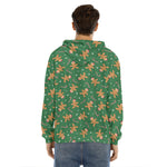 Christmas Gingerbread Pattern Print Men's Velvet Pullover Hoodie
