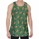 Christmas Gingerbread Pattern Print Men's Velvet Tank Top