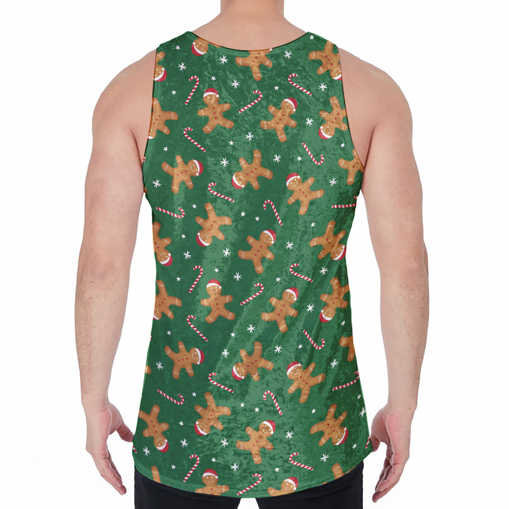 Christmas Gingerbread Pattern Print Men's Velvet Tank Top