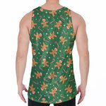 Christmas Gingerbread Pattern Print Men's Velvet Tank Top