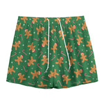 Christmas Gingerbread Pattern Print Mesh Shorts