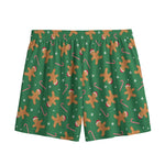 Christmas Gingerbread Pattern Print Mesh Shorts