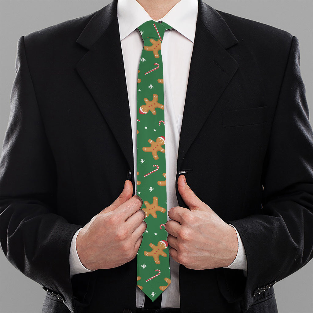 Christmas Gingerbread Pattern Print Necktie