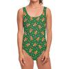 Christmas Gingerbread Pattern Print One Piece Swimsuit