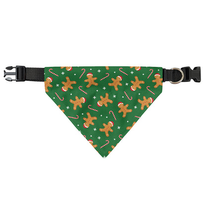 Christmas Gingerbread Pattern Print Over The Collar Dog Bandana