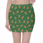 Christmas Gingerbread Pattern Print Pencil Mini Skirt