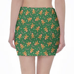 Christmas Gingerbread Pattern Print Pencil Mini Skirt