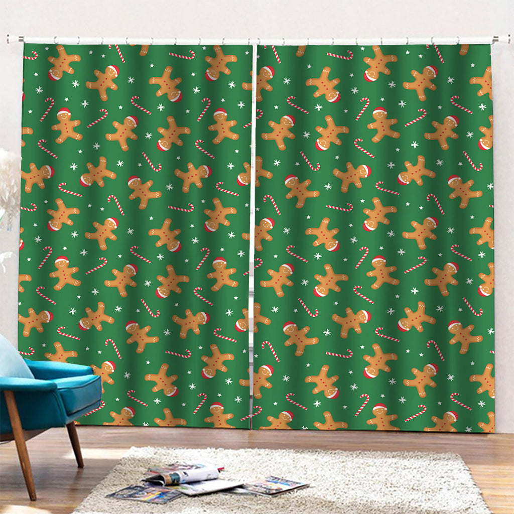 Christmas Gingerbread Pattern Print Pencil Pleat Curtains