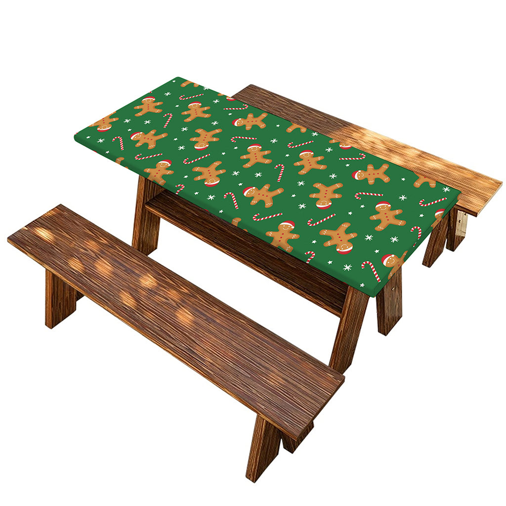 Christmas Gingerbread Pattern Print Picnic Table Cover