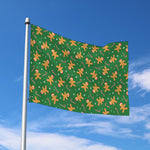 Christmas Gingerbread Pattern Print Polyester Flag