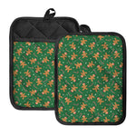 Christmas Gingerbread Pattern Print Pot Holders With Pocket