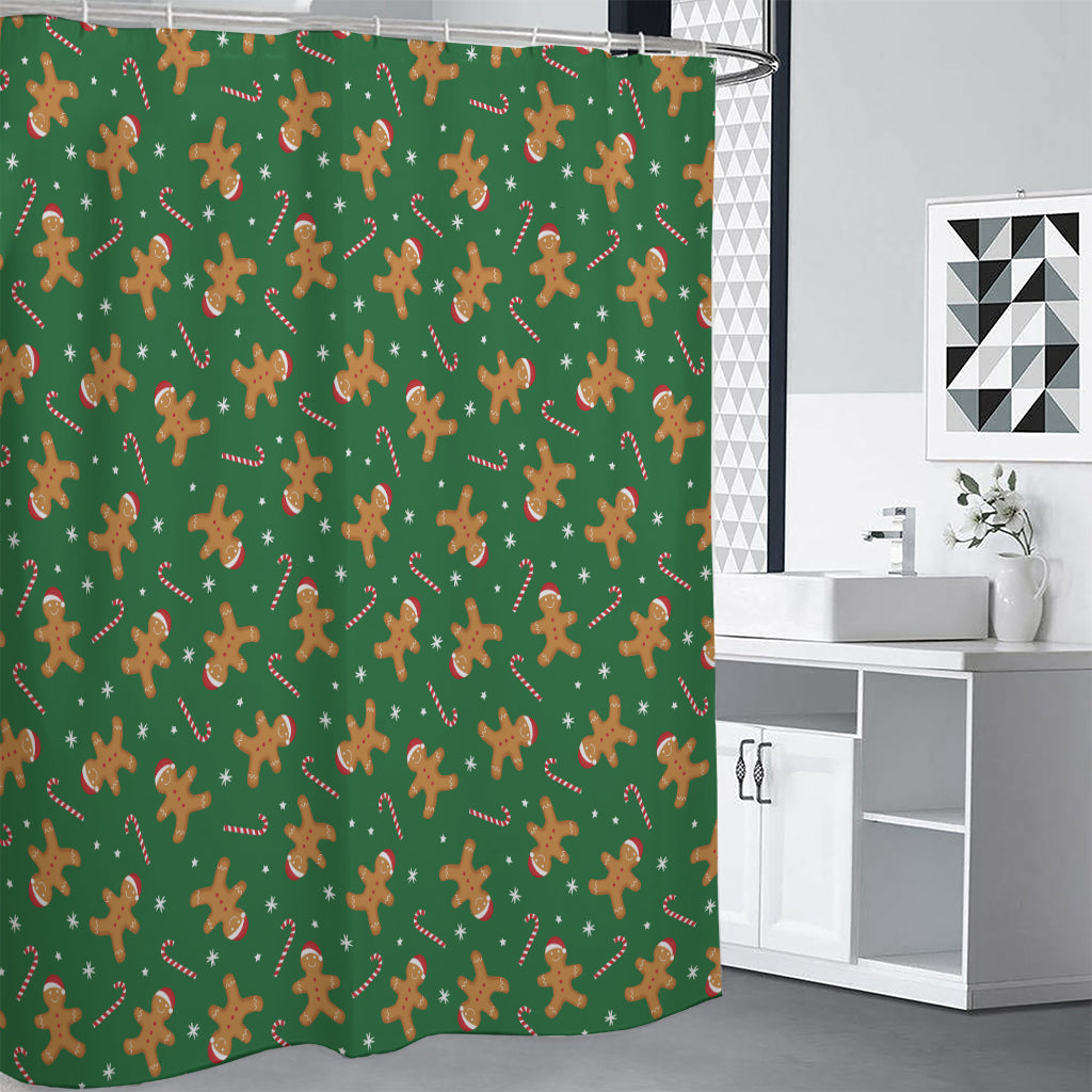 Christmas Gingerbread Pattern Print Premium Shower Curtain