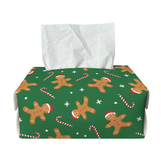 Christmas Gingerbread Pattern Print Rectangle Tissue Box Cover