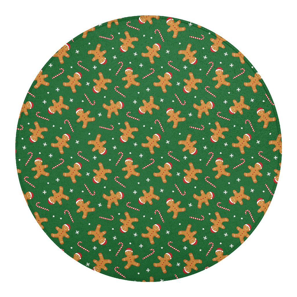 Christmas Gingerbread Pattern Print Round Blanket