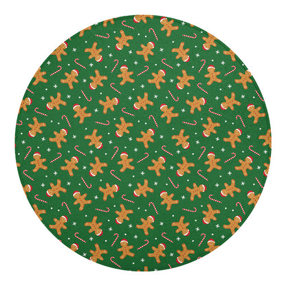 Christmas Gingerbread Pattern Print Round Blanket