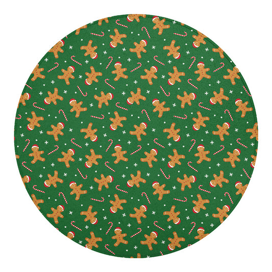Christmas Gingerbread Pattern Print Round Blanket