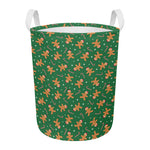 Christmas Gingerbread Pattern Print Round Laundry Basket