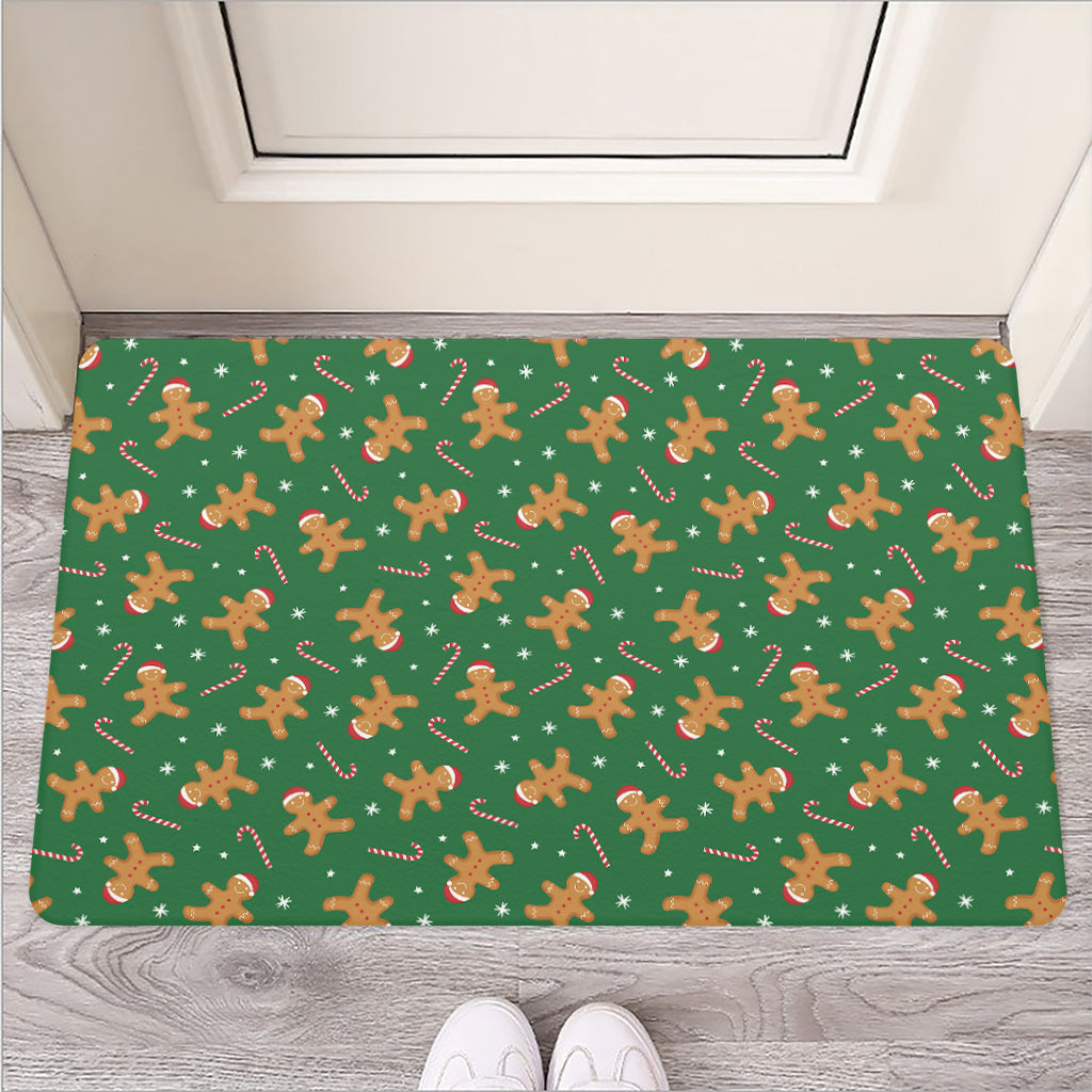 Christmas Gingerbread Pattern Print Rubber Doormat