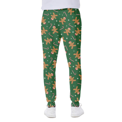 Christmas Gingerbread Pattern Print Scuba Joggers