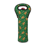 Christmas Gingerbread Pattern Print Single Neoprene Wine Tote