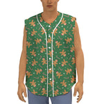 Christmas Gingerbread Pattern Print Sleeveless Baseball Jersey