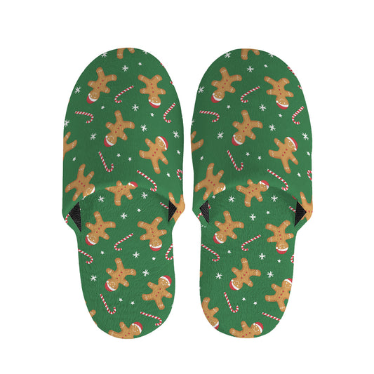 Christmas Gingerbread Pattern Print Slippers