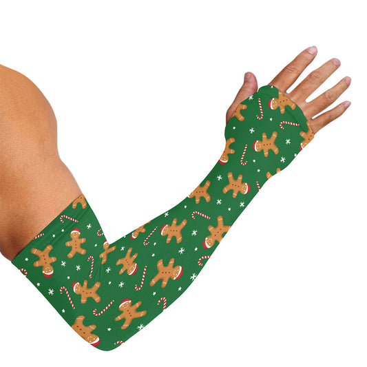 Christmas Gingerbread Pattern Print Sun Protection Arm Sleeves