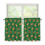 Christmas Gingerbread Pattern Print Tier Curtains