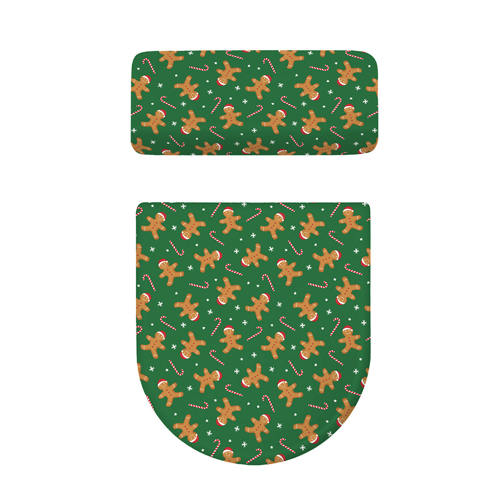 Christmas Gingerbread Pattern Print Toilet Lid And Tank Cover Set