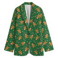 Christmas Gingerbread Pattern Print Women's Blazer