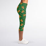 Christmas Gingerbread Pattern Print Women's Capri Leggings