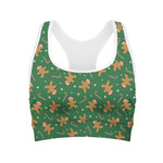 Christmas Gingerbread Pattern Print Women's Sports Bra