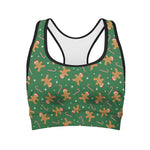 Christmas Gingerbread Pattern Print Women's Sports Bra