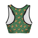 Christmas Gingerbread Pattern Print Women's Sports Bra