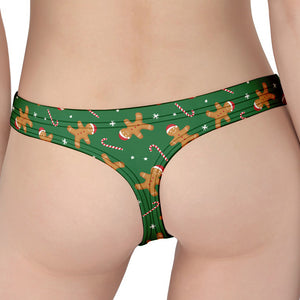 Christmas Gingerbread Pattern Print Women's Thong