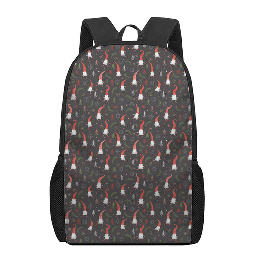 Christmas Gnomes Pattern Print 17 Inch Backpack
