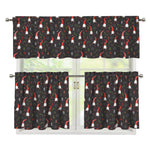 Christmas Gnomes Pattern Print 3 Piece Kitchen Curtains
