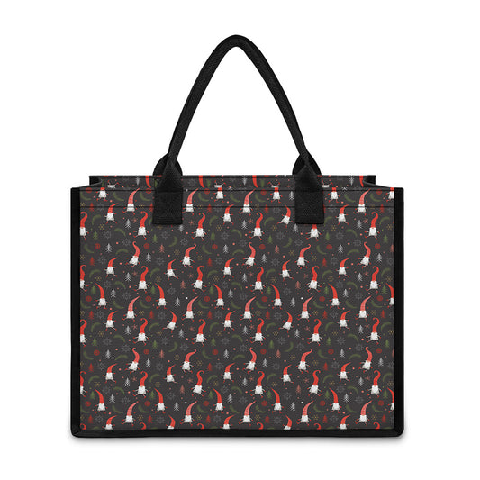 Christmas Gnomes Pattern Print Canvas Tote Bag