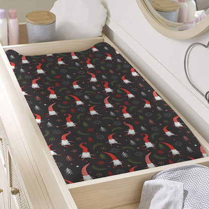 Christmas Gnomes Pattern Print Changing Pad Cover