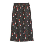 Christmas Gnomes Pattern Print Cotton Front Slit Maxi Skirt