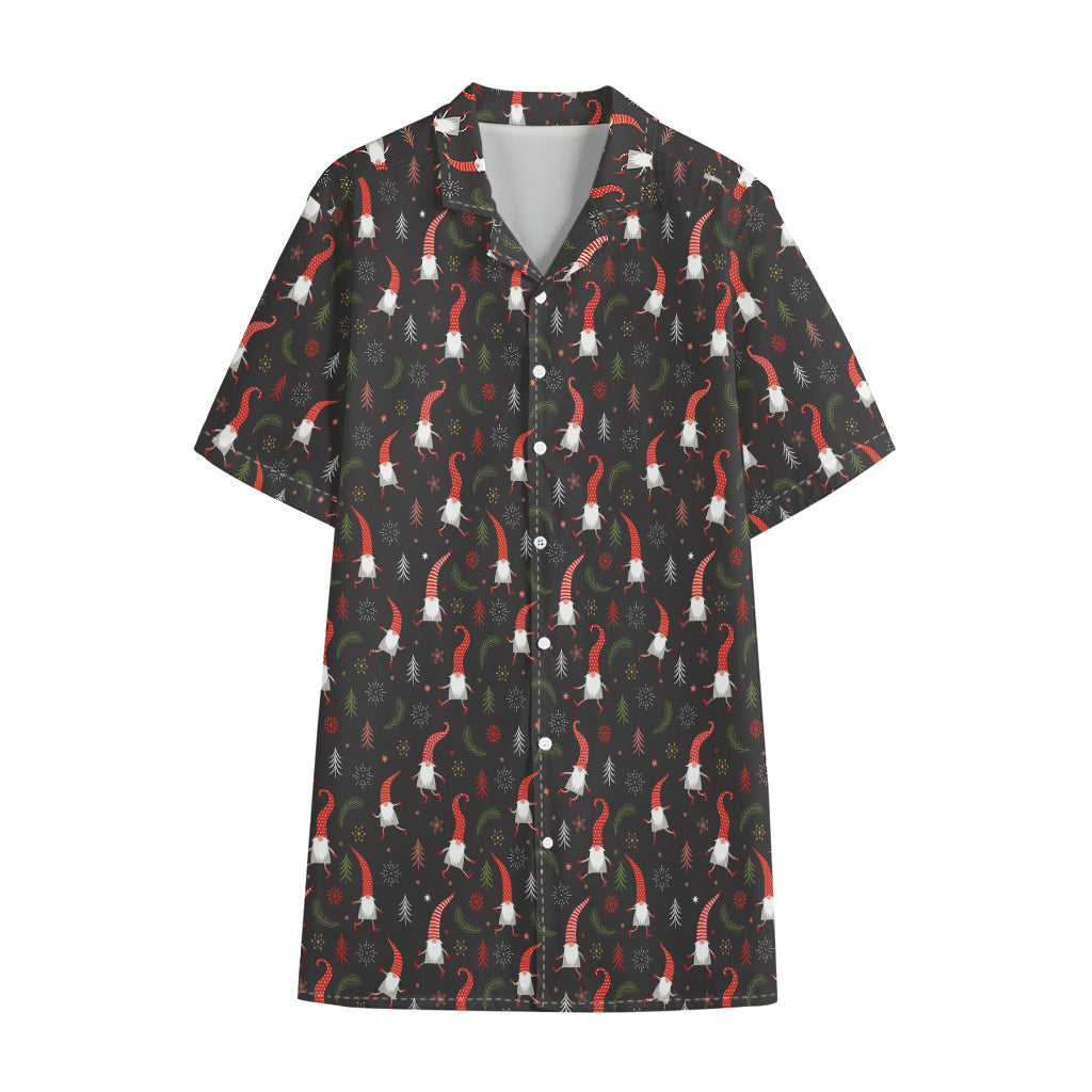 Christmas Gnomes Pattern Print Cotton Hawaiian Shirt