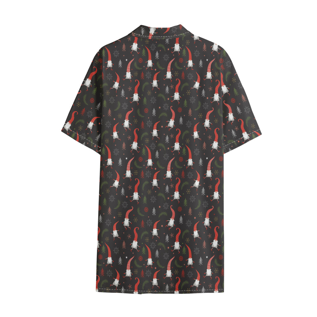 Christmas Gnomes Pattern Print Cotton Hawaiian Shirt