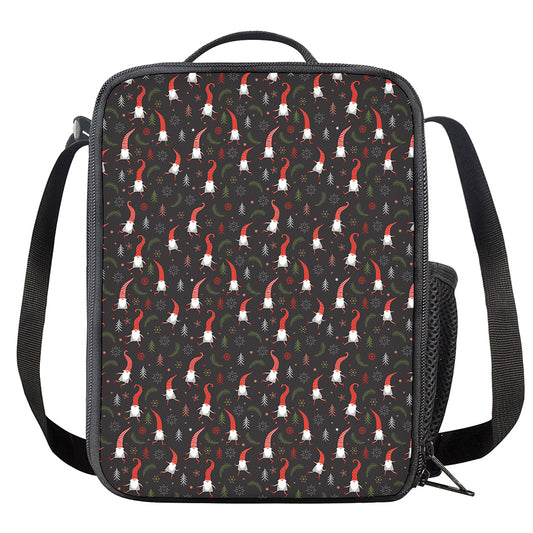Christmas Gnomes Pattern Print Crossbody Lunch Bag