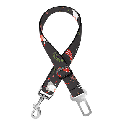 Christmas Gnomes Pattern Print Dog Seat Belt