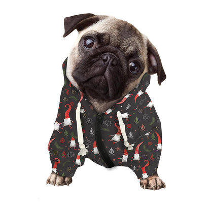 Christmas Gnomes Pattern Print Dog Zip Up Hoodie