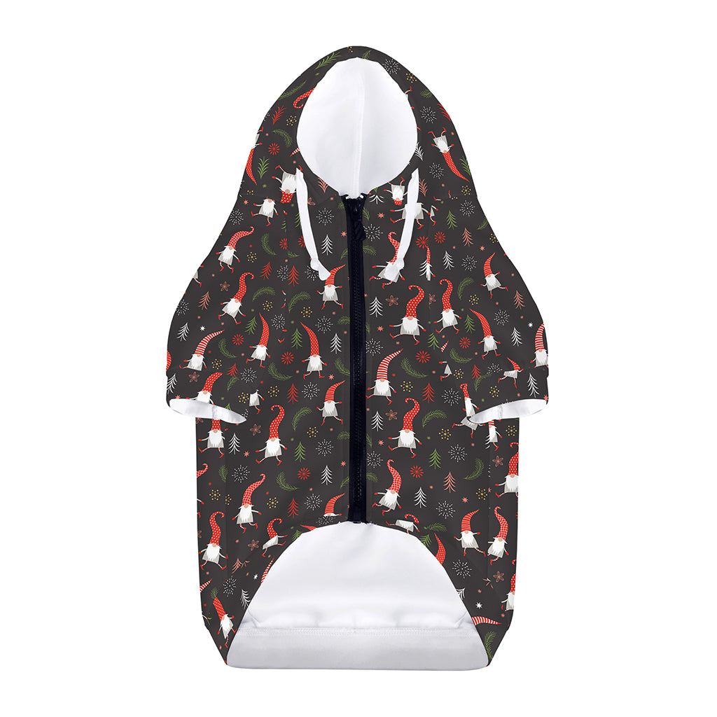 Christmas Gnomes Pattern Print Dog Zip Up Hoodie