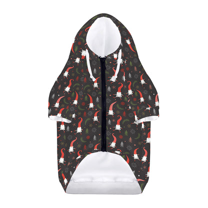 Christmas Gnomes Pattern Print Dog Zip Up Hoodie