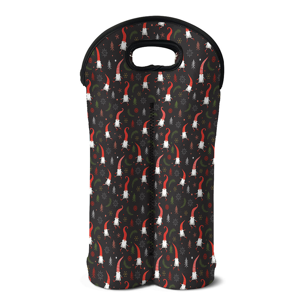Christmas Gnomes Pattern Print Double Neoprene Wine Tote
