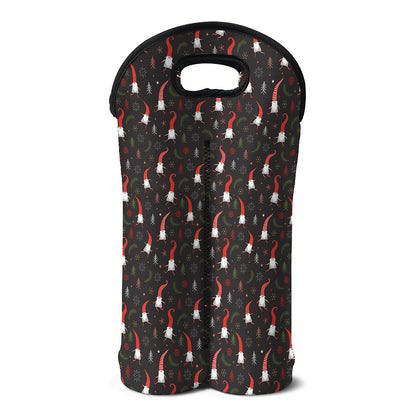 Christmas Gnomes Pattern Print Double Neoprene Wine Tote