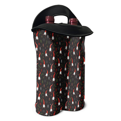 Christmas Gnomes Pattern Print Double Neoprene Wine Tote